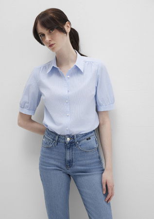 ЖЕНЩИНЫ - Женская Рубашка С Коротким Рукавом Голубая 