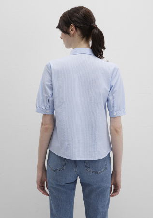ЖЕНЩИНЫ - Женская Рубашка С Коротким Рукавом Голубая 