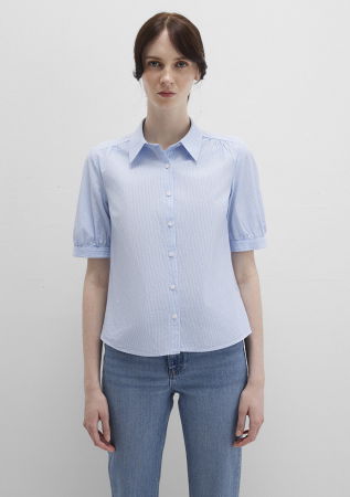 ЖЕНЩИНЫ - Женская Рубашка С Коротким Рукавом Голубая 