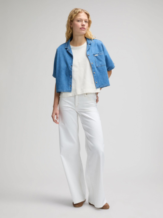 FEMEI - Camasa Cu Maneca Scurta Albastra Relaxed Femei