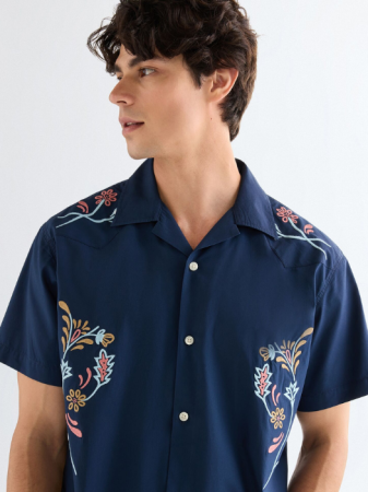 Camasi - Camasa Cu Maneca Scurta Navy Relaxed Barbati