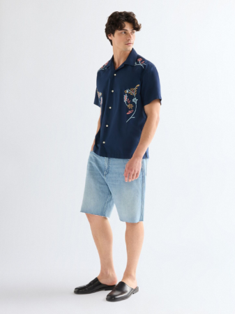 Camasi - Camasa Cu Maneca Scurta Navy Relaxed Barbati