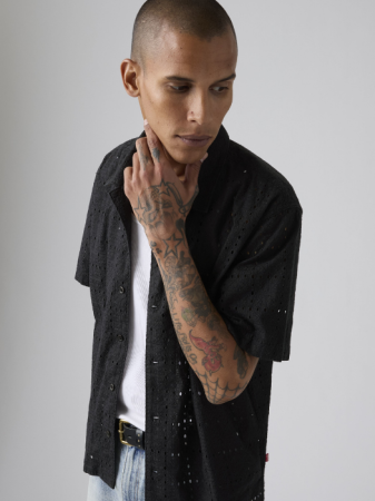 Camasi - Camasa Cu Maneca Scurta Neagra Regular Barbati