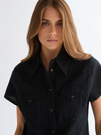 FEMEI - Camasa Cu Maneca Scurta Neagra Slim Femei