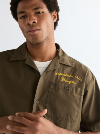 Camasi - Camasa Cu Maneca Scurta Olive Relaxed Barbati