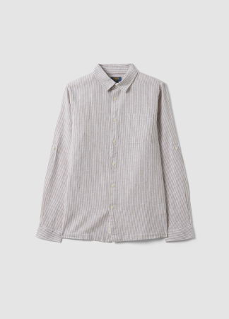 МАЛЬЧИКИ - Рубашка С Коротким Рукавом Для Мальчиков White-Striped Brown 10-15 Лет