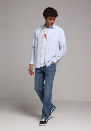 МУЖЧИНЫ - Мужская Рубашка Голубая Regular