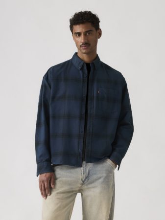 BARBATI - Camasa Neagra/Blue Relaxed Barbati