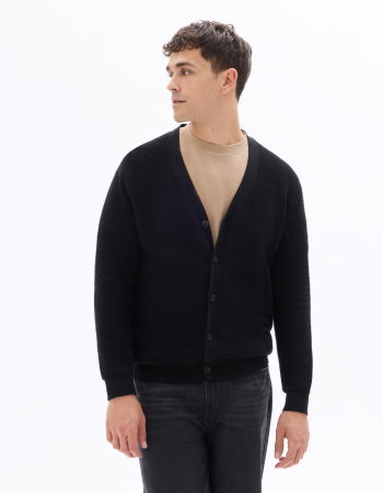 BARBATI - Cardigan Negru Regular Barbati
