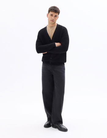 BARBATI - Cardigan Negru Regular Barbati