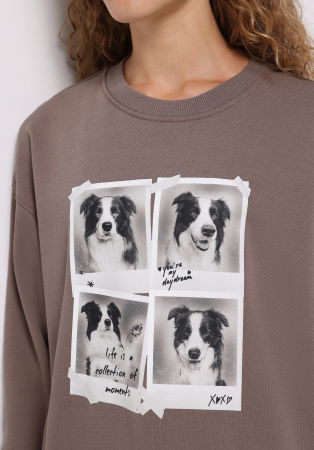 Hanorace - COLIN'S Bluza Bej Regular Femei