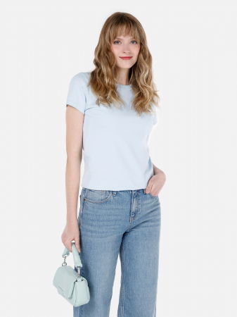 Tricouri si Topuri - COLIN'S Tricou Albastru Deschis Slim Femei