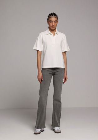 FEMEI - Tricou Polo Alb Femei