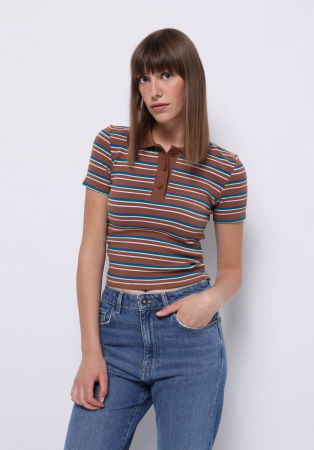 FEMEI - COLIN'S Tricou Polo Cafeniu Slim Femei