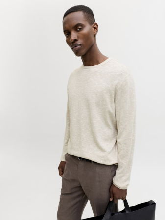 BARBATI - Jack Jones Pulover Crem Regular Barbati