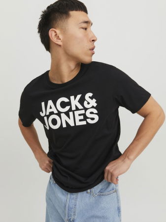 BARBATI - Jack Jones Tricou Negru Regular Barbati