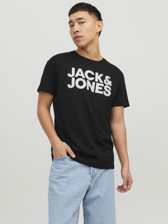 BARBATI - Jack Jones Tricou Negru Regular Barbati