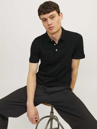 BARBATI - Jack Jones Tricou Polo Negru Slim Barbati