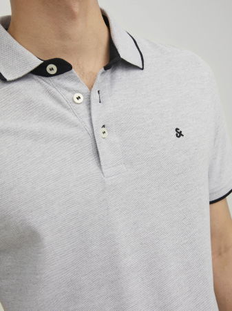 BARBATI - Jack Jones Tricou Polo Gri Deschis Slim Barbati