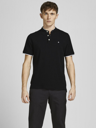 BARBATI - Jack Jones Tricou Polo Negru Slim Barbati