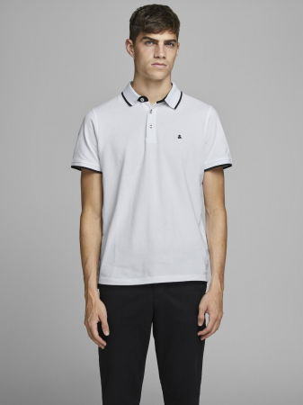 BARBATI - Jack Jones Tricou Polo Alb Slim Barbati