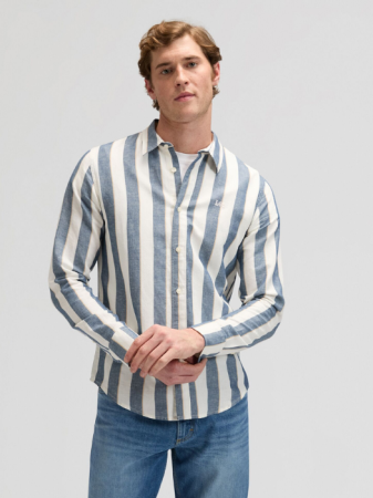 Рубашки - Lee Мужская Рубашка Alb/Gri Regular