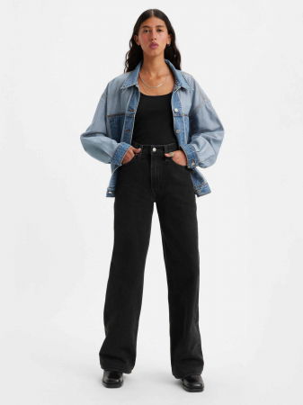 JEANS - Levi's Blugi Gri Inchis Ribcage Wide Leg Ribcage Femei