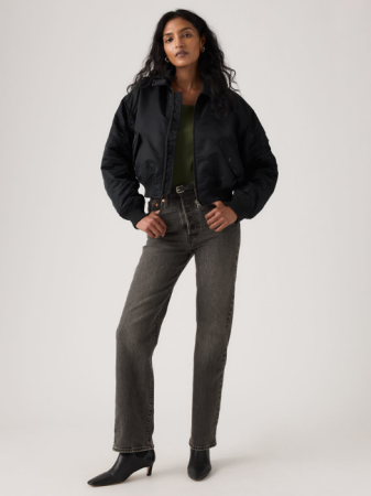 Straight - Levi's Blugi Negri Ribcage Full Length Slim Straight Femei