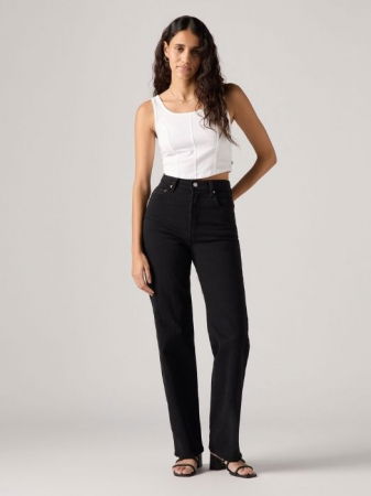 JEANS - Levi's Blugi Negri Ribcage Full Length Straight Femei