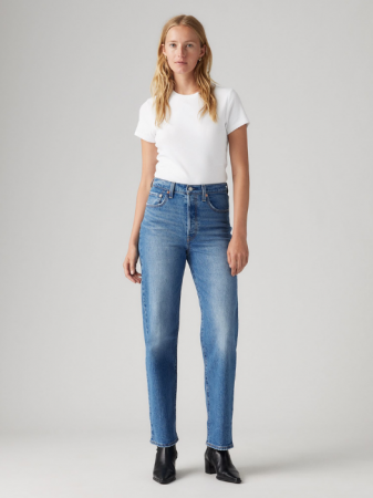 JEANS - Levi's Blugi Albastri RIBCAGE Straight Femei