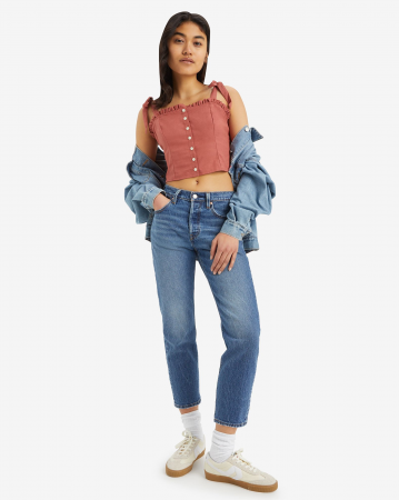 ЖЕНЩИНЫ - Levi's Женские Джинсы Синие 501 CROP Straight