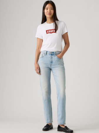 Straight - Levi's Blugi Albastri Deschisi 501 Straight Femei