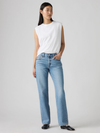 Straight - Levi's Blugi Albastri Deschisi 501 90 Straight Femei