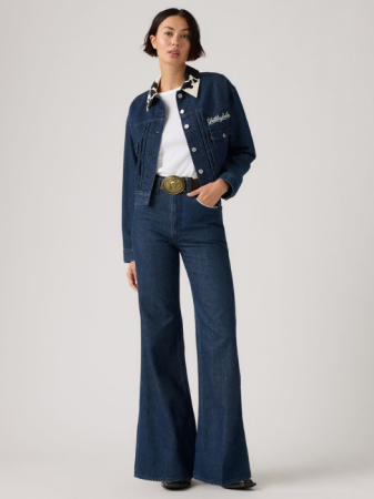 ЖЕНЩИНЫ - Levi's Женские Джинсы Indigo Cow Print Pnt Ribcage Bell Flare