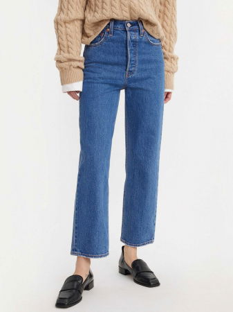 Levi's Blugi Albastri Ribcage Straight Ankle Straight Femei [11]