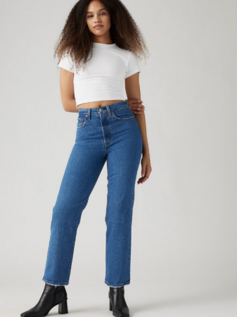 ЖЕНЩИНЫ - Levi's Женские Джинсы Синие Ribcage Straight Ankle Straight