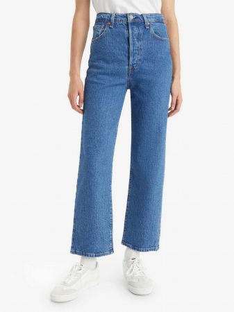 Levi's Blugi Albastri Ribcage Straight Ankle Straight Femei [10]