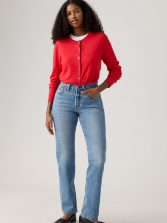 Straight - Levi's Blugi Albastri 501 Straight Femei