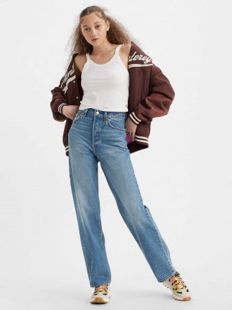 ЖЕНЩИНЫ - Levi's Женские Джинсы Синие Ribcage Full Length Straight