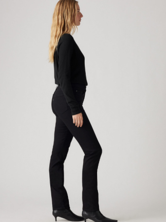 Straight - Levi's Blugi Negri 724 Straight Femei