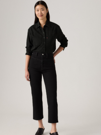 Straight - Levi's Blugi Negri Ribcage Western Straight Femei