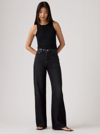 JEANS - Levi's Blugi Negri Ribcage Wide Leg Wide Leg Femei