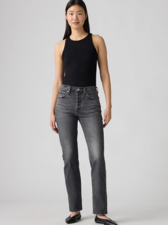 Straight - Levi's Blugi Gri Inchis 501 Straight Femei