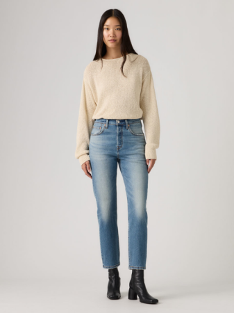Straight - Levi's Blugi Albastri 501 CROP Straight Femei