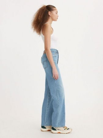 Straight - Levi's Blugi Albastri Deschisi Ribcage Full Length Straight Femei
