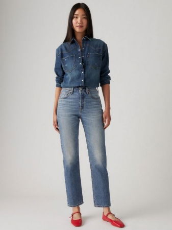 FEMEI - Levi's Blugi Albastri 501 CROP Straight Femei