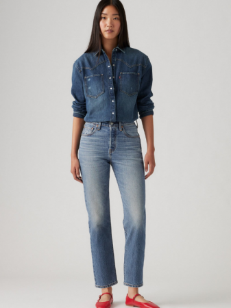 FEMEI - Levi's Blugi Albastri 501 CROP Straight Femei