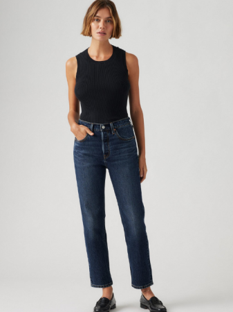 Straight - Levi's Blugi Navy 501 CROP Straight Femei