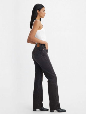 FEMEI - Levi's Blugi Gri Inchis Ribcage Full Length Straight Femei