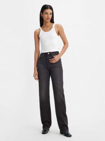 FEMEI - Levi's Blugi Gri Inchis Ribcage Full Length Straight Femei